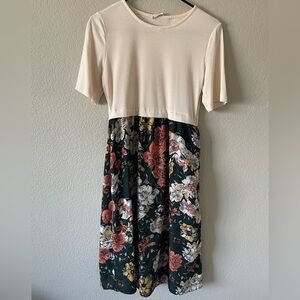 Floral Print Dress with Cream Top